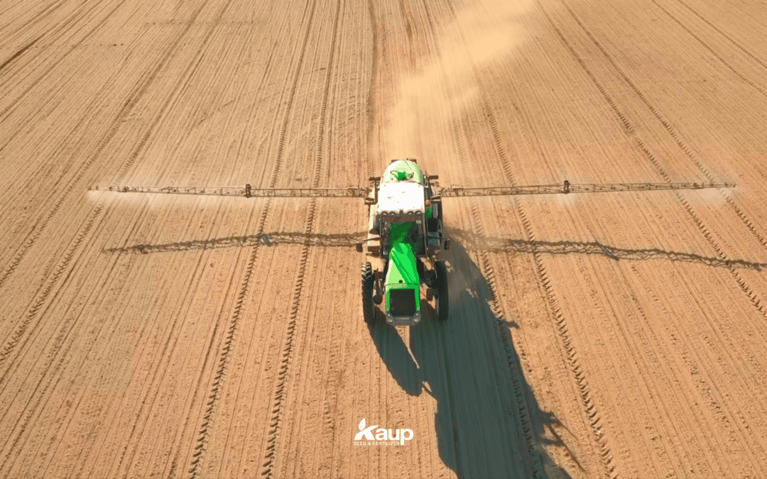 Sprayer making a fall weed control pass on harvested northeast Nebraska ground